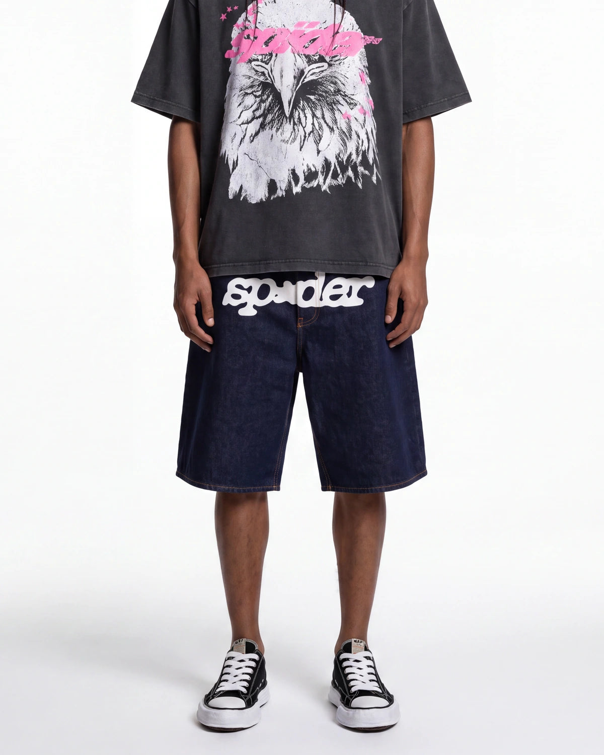 Sp5der Logo Denim Short V3 Indigo