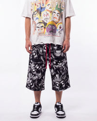 Vertabrae Grey Skull 3/4 Shorts