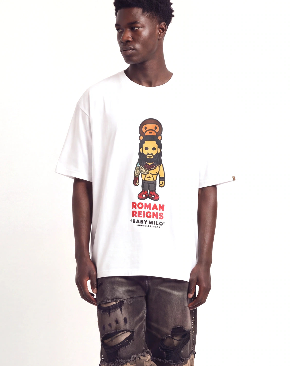 Bape x WWE Roman Reigns Baby Milo Relaxed Fit Tee White