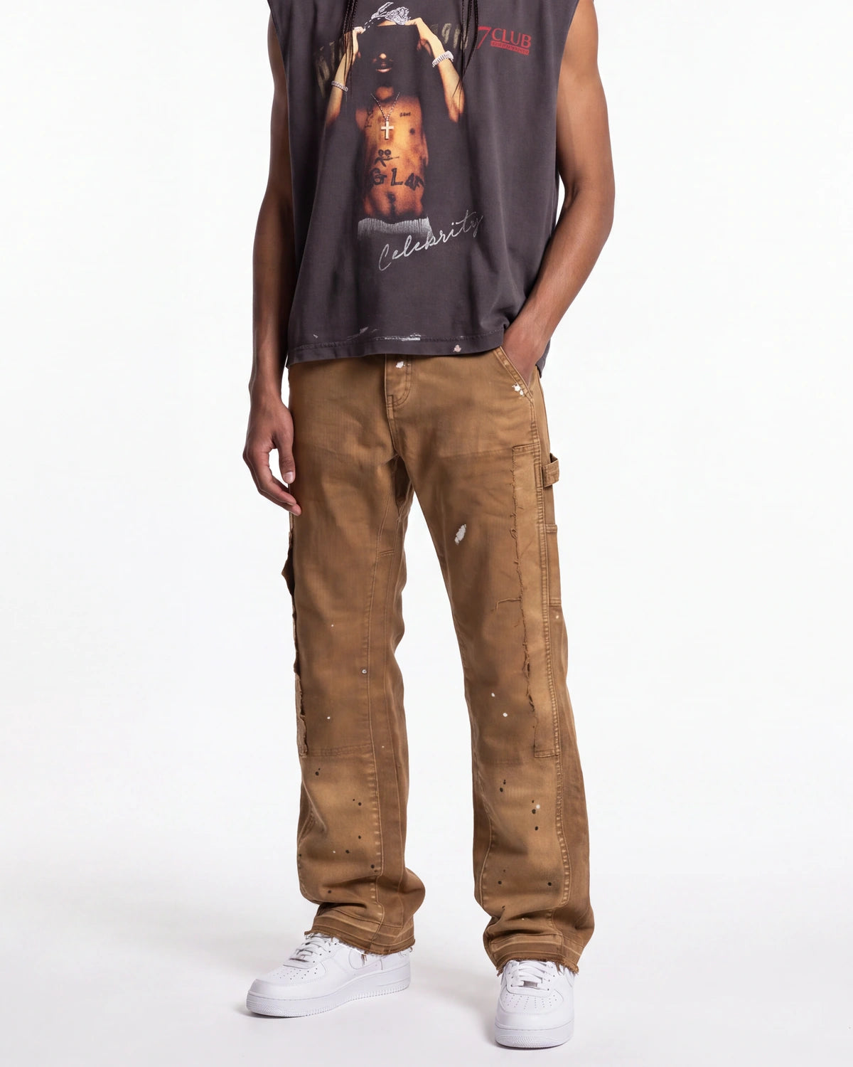 Triple Sevens Flared Denim Khaki
