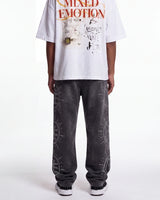 Mixed Emotions Eclipse Rhinestone Sweatpants Acid Wash Grey