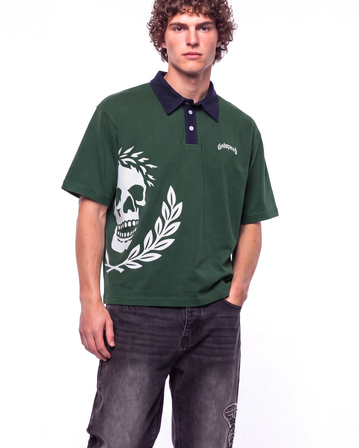 Godspeed Oversized Victor Crest Polo Green/Navy