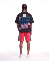 All Human BSOD Tee black, full rear view on model showing the ALL HUMAN Special Presentation back print
