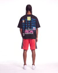 All Human BSOD Tee black, full rear view on model showing the ALL HUMAN Special Presentation back print