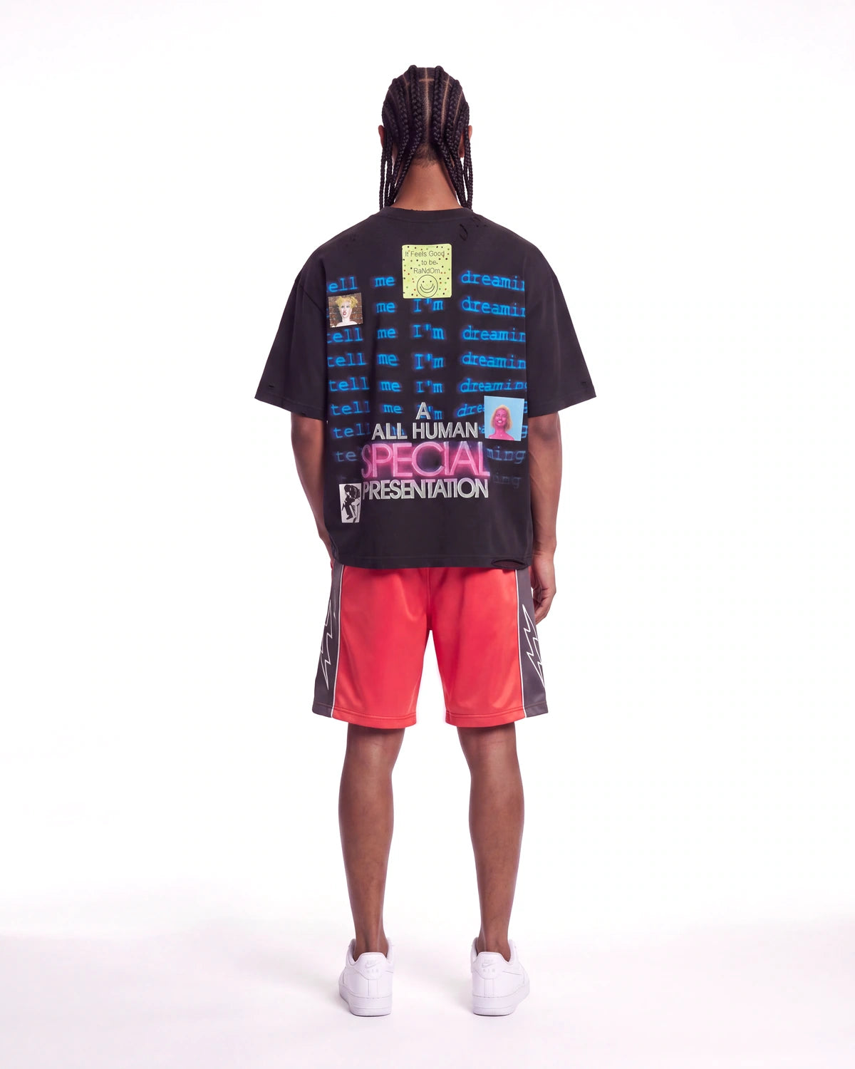All Human BSOD Tee black, full rear view on model showing the ALL HUMAN Special Presentation back print