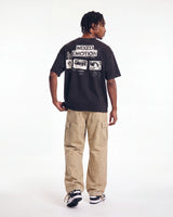Vale Forever Creamsicle Cargo Pants cream, full rear view on model worn with a black graphic tee