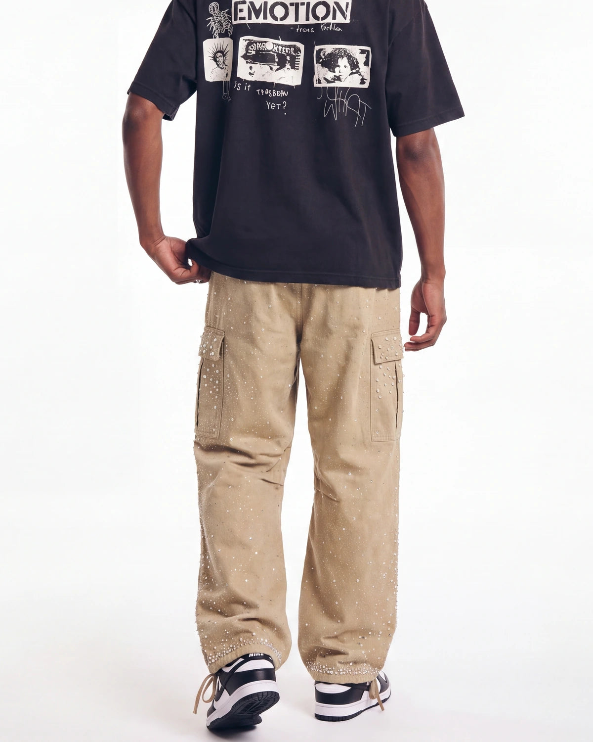 Vale Forever Creamsicle Cargo Pants cream, waist-down rear view on model showing the cargo pockets