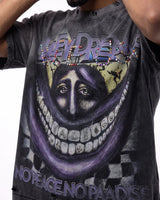 Vale Forever Smiley Face Tee black, close-up of the chrome VALLEY DREAMS lettering and grinning-face graphic