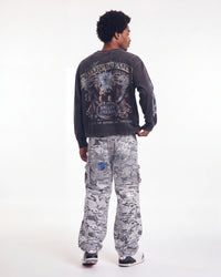 Vale Forever Valley Bling L/S Tee black, full rear view on model worn with white camo pants