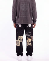Mixed Emotions Newspaper Carpenter Pants Black