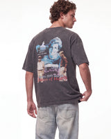 Triple Sevens Diana Tee black, upper body rear view on model showing the tribute collage print