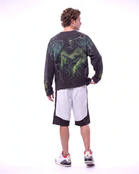 Triple Sevens Lounge Shorts grey, full rear view on model worn with a black long sleeve tee
