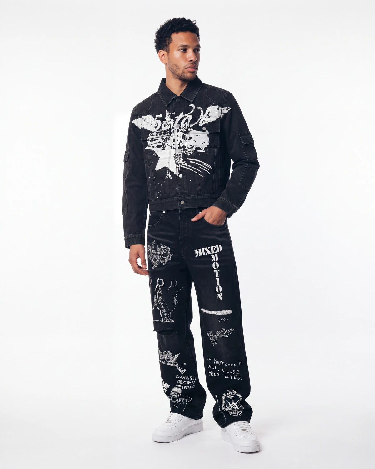 Sp5der Champions League Trucker Jacket Black