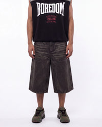 Boredom Kills Leather Shorts Black