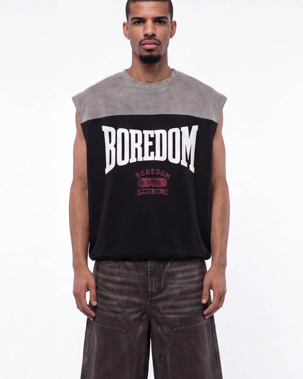 Boredom Kills Boxer Cut Off Tee Grey/Black