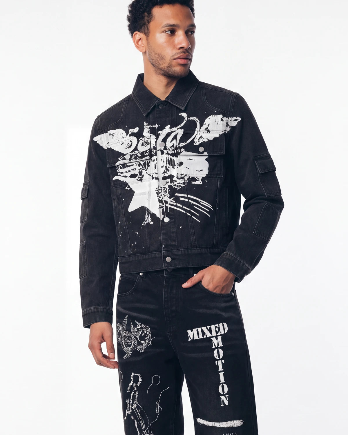 Sp5der Champions League Trucker Jacket Black