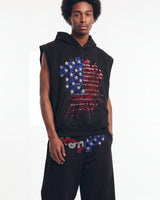Sp5der Rhinestone OG Web Sleeveless Hoodie Onyx