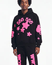 Sp5der Beluga Angel Number Hoodie Black/Pink
