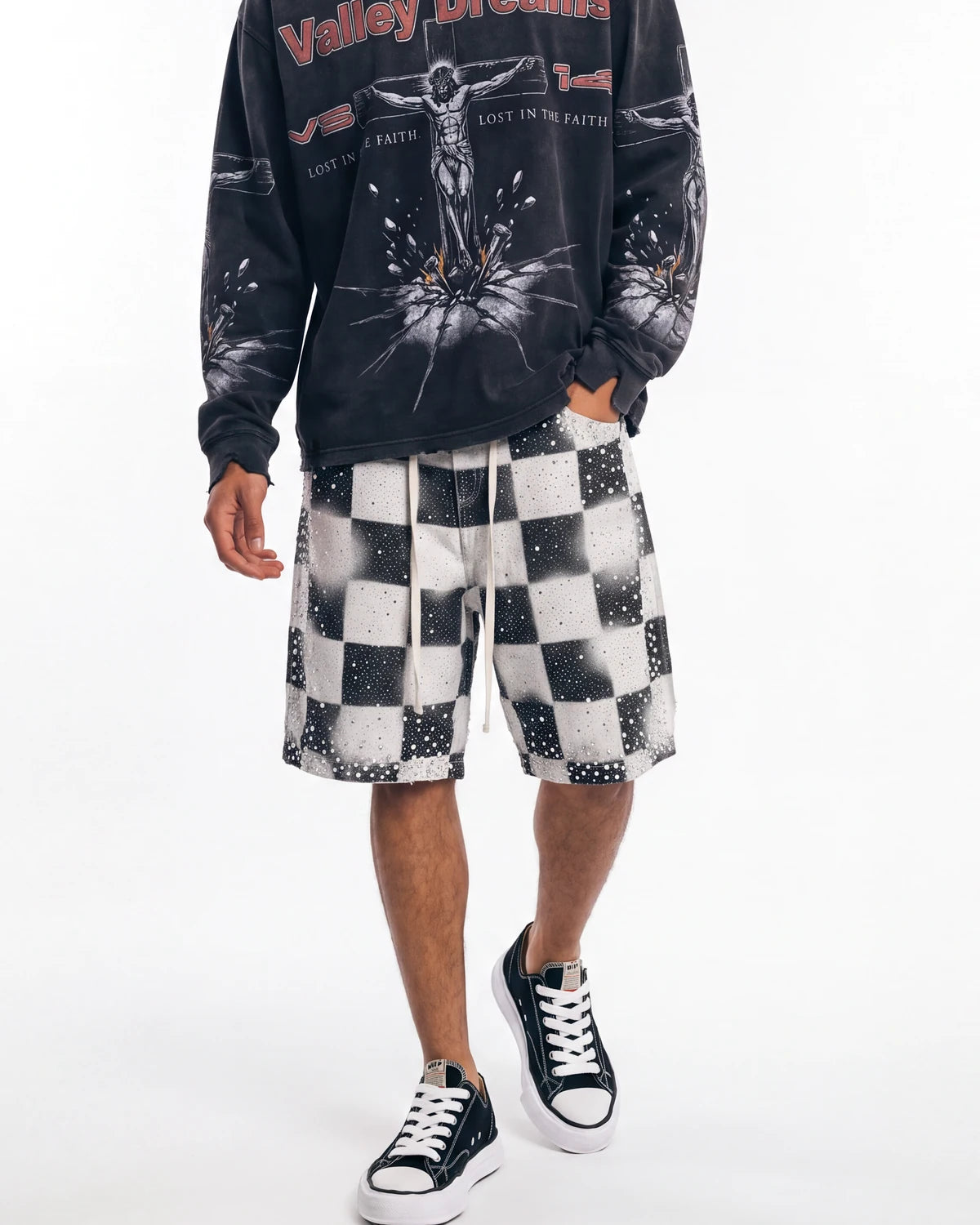Vale Forever Checker Jorts Black/White