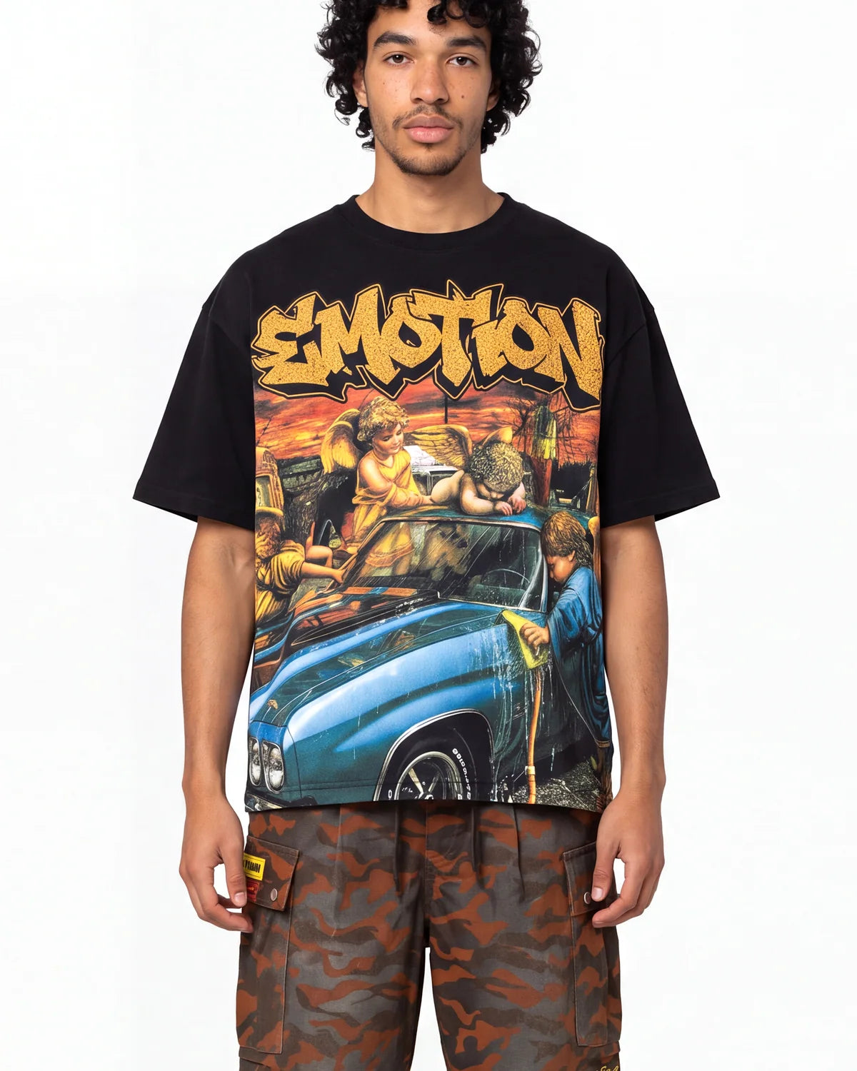 Mixed Emotions Angel Wash Tee Black