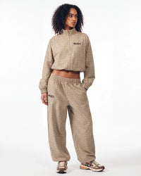 Boredom Kills Lounge Plaid Track Pants Khaki