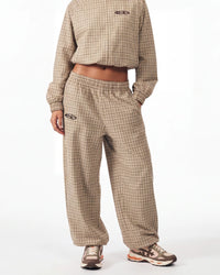 Boredom Kills Lounge Plaid Track Pants Khaki