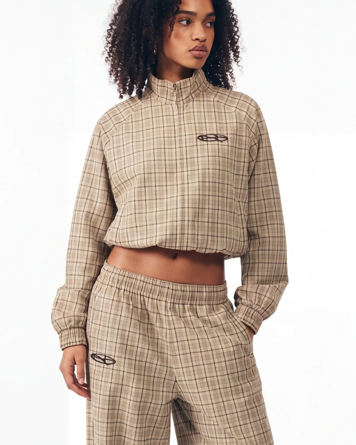 Boredom Kills Lounge Plaid Track Jacket Khaki