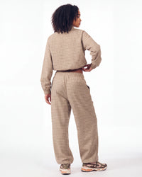 Boredom Kills Lounge Plaid Track Pants Khaki