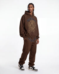 Sp5der OG Web Rhinestone Sweatpants Brown