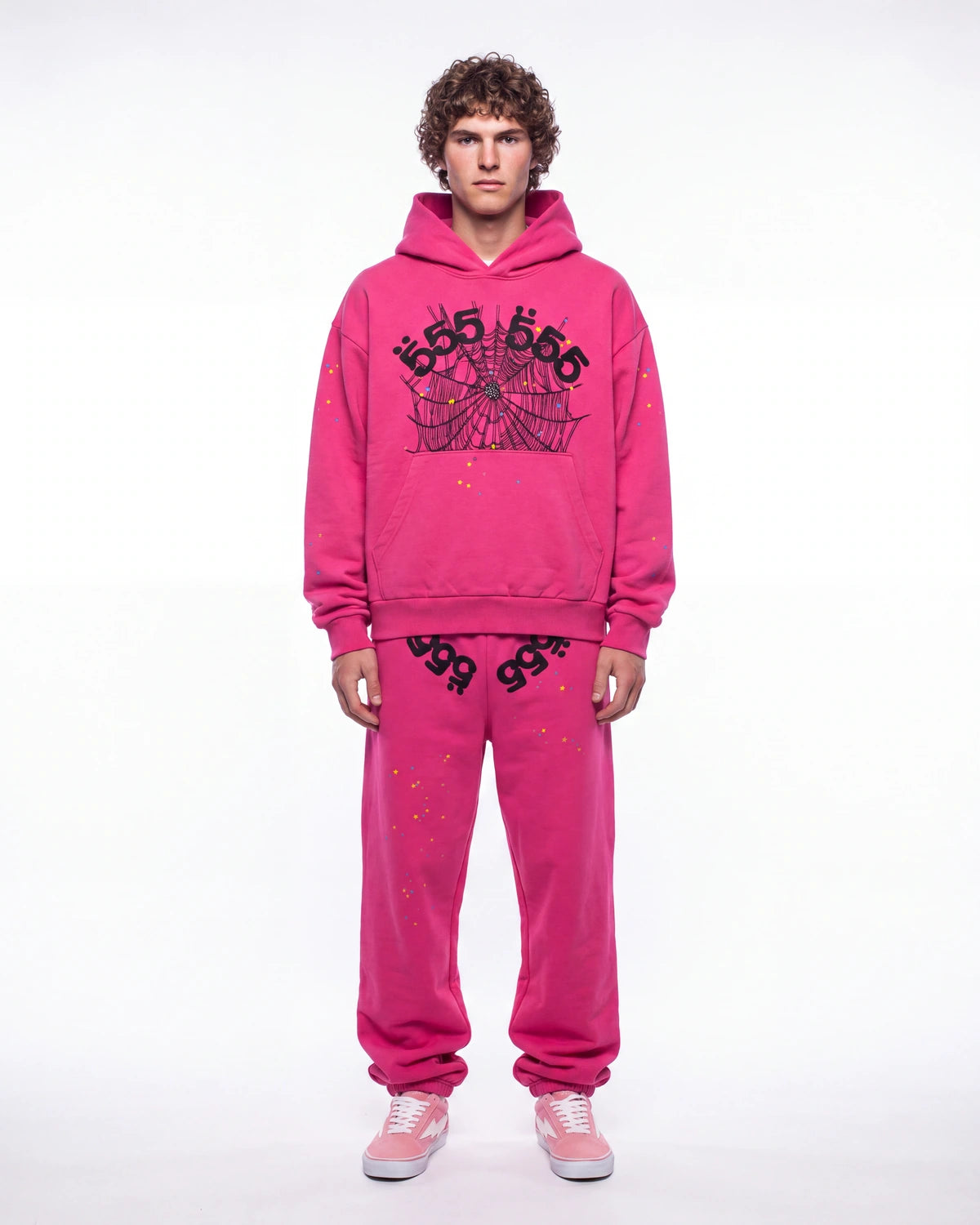Sp5der Angel Number Hoodie Pink
