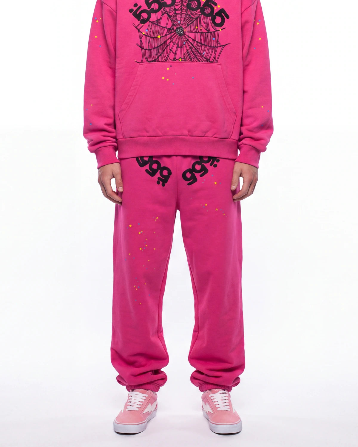 Sp5der Angel Number Sweatpants Pink