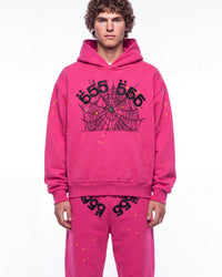 Sp5der Angel Number Hoodie Pink