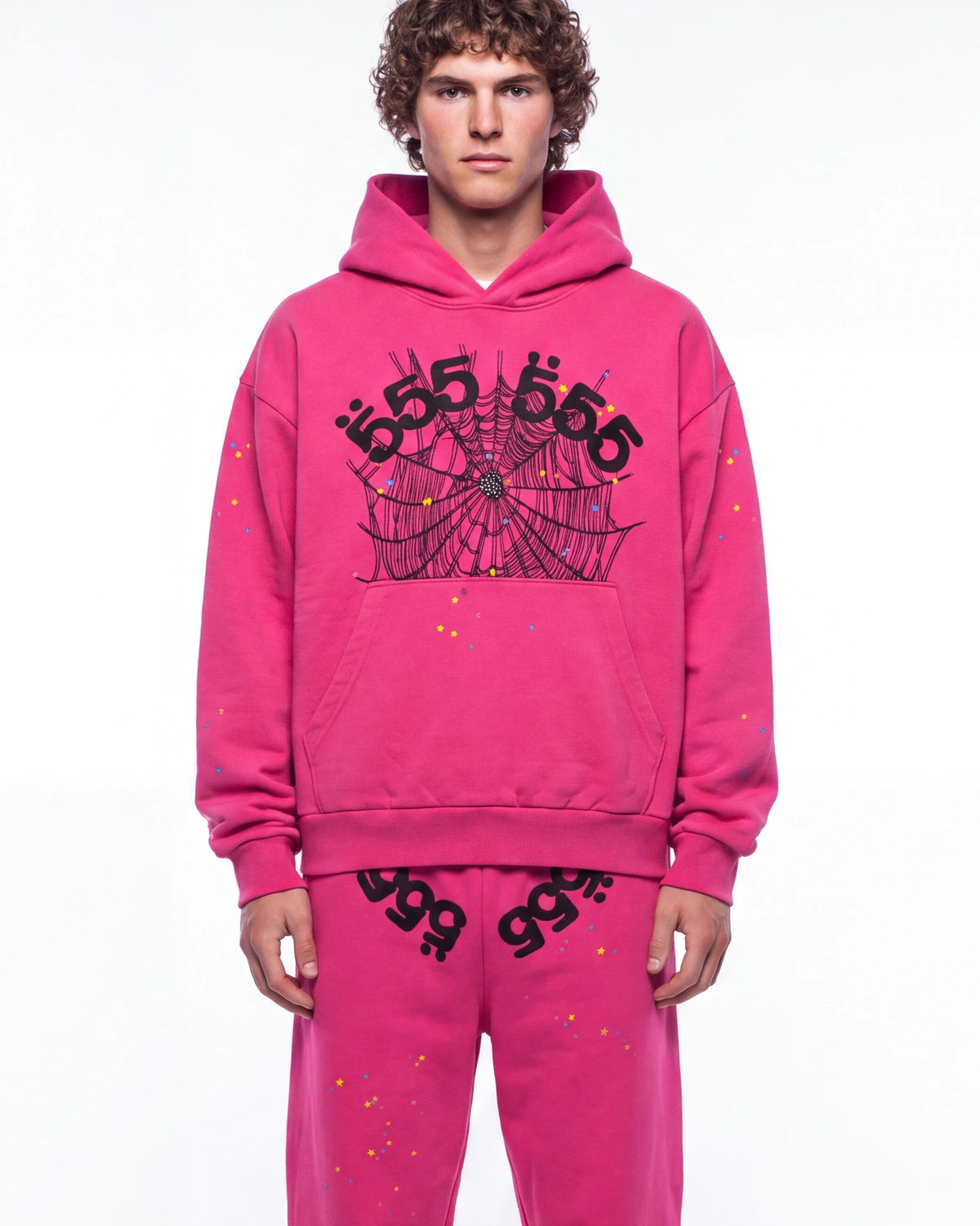 Sp5der Angel Number Hoodie Pink