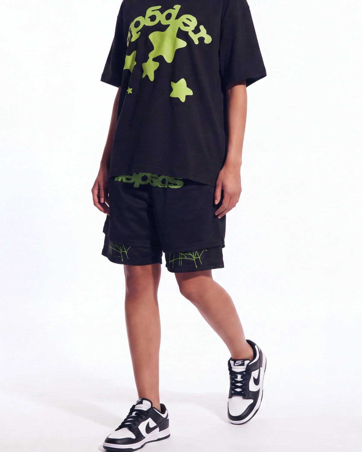 Sp5der Mesh Double Layer Shorts Onyx