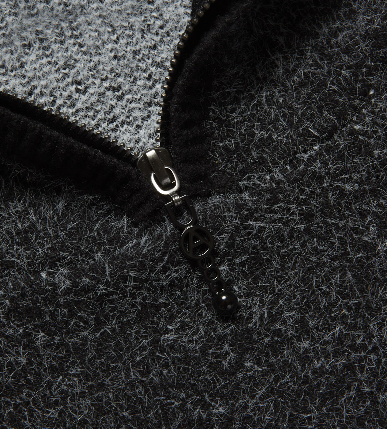 Absent Ash Mohair Knit Quarter Zip Balaclava Hoodie