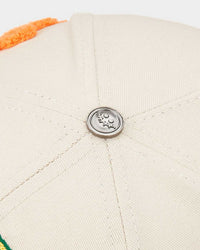 All Human Coronao V2 Trucker Hat Cream/Green, top view of the cream crown