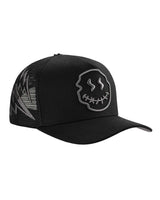 All Human Ghost V2 Trucker Hat Black, side view of the black trucker cap