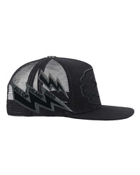 All Human Ghost V2 Trucker Hat Black, close-up of the opposite embroidered side panel