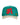 All Human Kilos V2 Trucker Hat Green/White, teal green trucker with a cream brim and red flaming A applique, front view