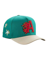 All Human Kilos V2 Trucker Hat Green/White, side view of the teal green trucker cap