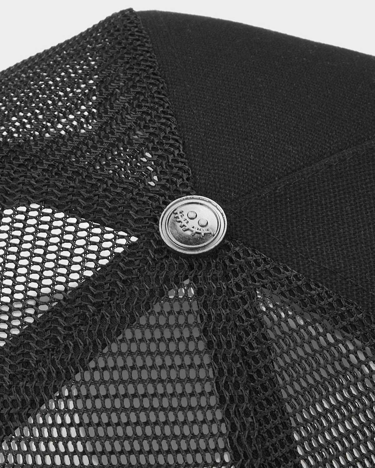 All Human King V2 Trucker Hat Black, top view of the black crown