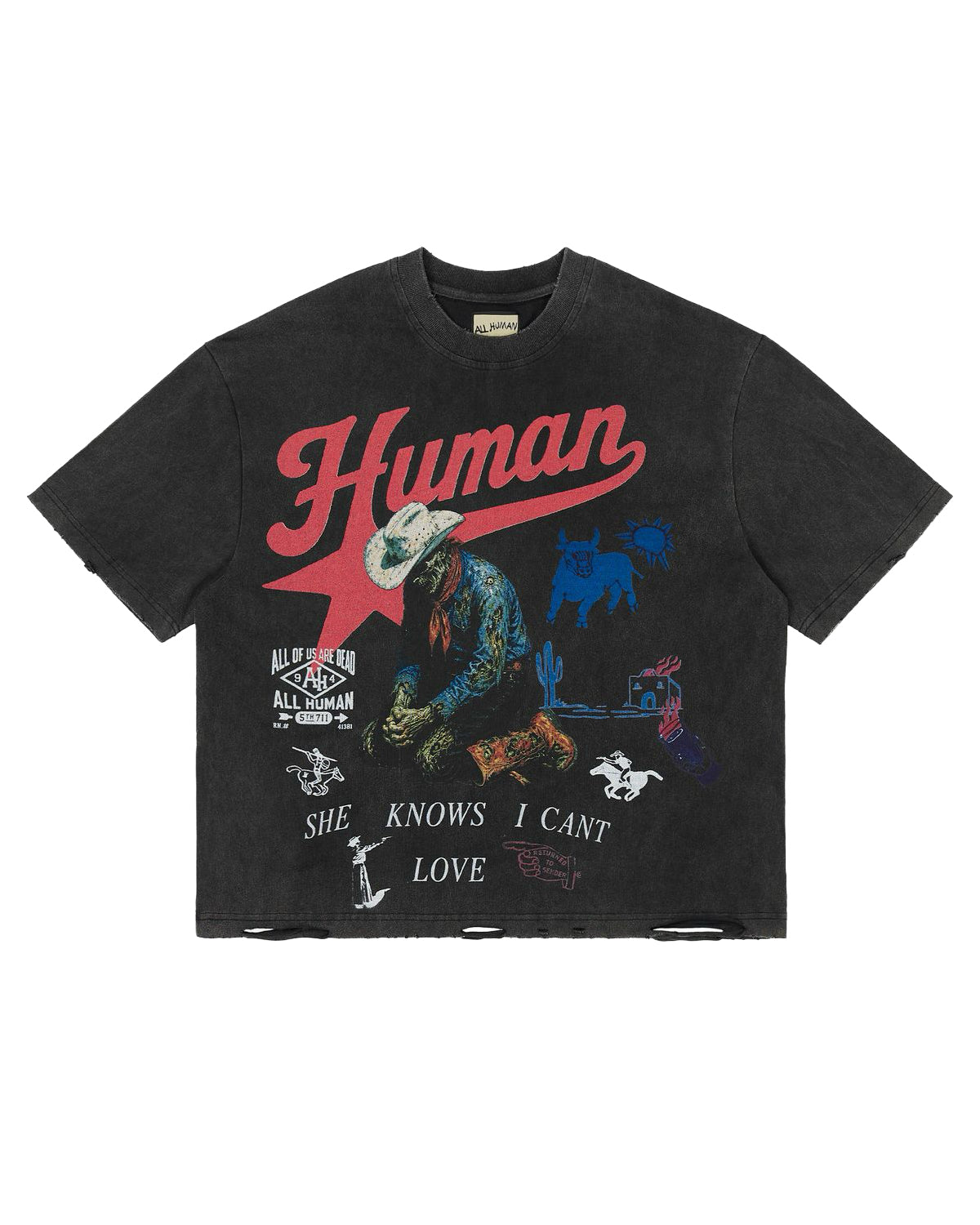 All Human Love Me, Hate Me Tee Black