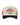 All Human Manson V2 Trucker Hat Cream/Black, cream trucker with a black brim and flaming globe allhuman patch, front view
