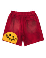 All Human Mars Shorts red, plain faded back with a welt pocket, back view