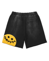 All Human Schizo Shorts black, plain washed back with a welt pocket, back view