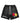 All Human Schizo Shorts black, washed sweat shorts with a red imp, gold star and moon leg graphic, front view