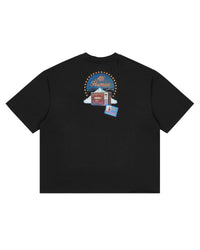 All Human Spahn Ranch Tee black, smaller medallion graphic across the upper back, back view