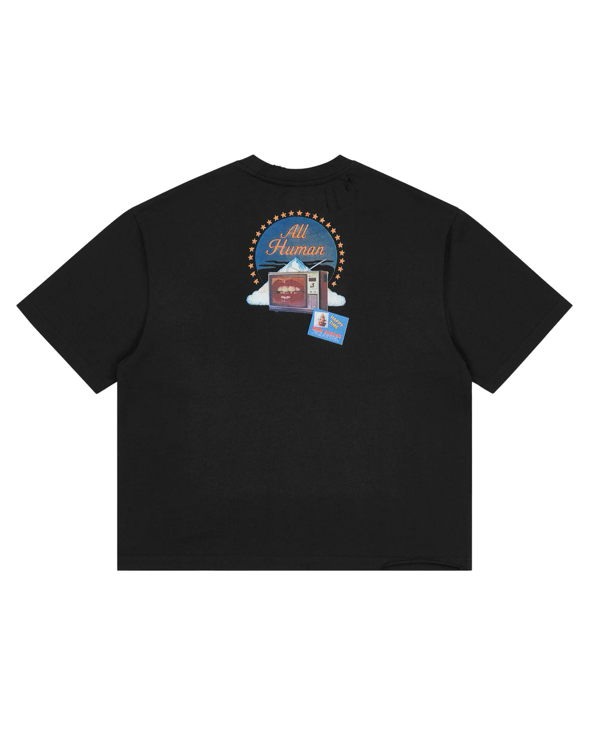 All Human Spahn Ranch Tee black, smaller medallion graphic across the upper back, back view