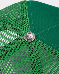 All Human Sunny V2 Trucker Hat Green, top view of the green crown