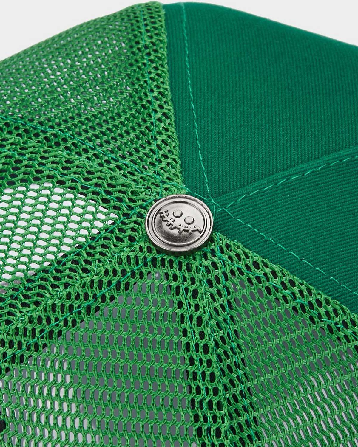 All Human Sunny V2 Trucker Hat Green, top view of the green crown